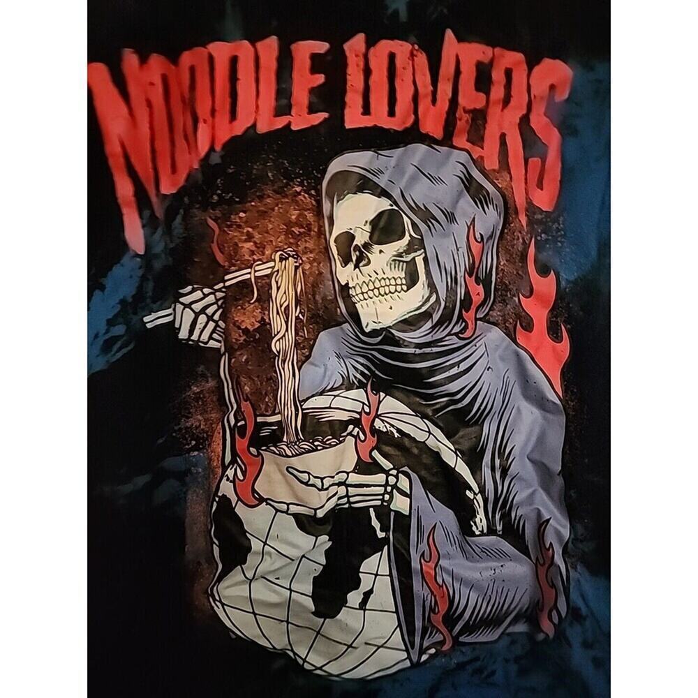 Romwe Skeleton Noodle Lovers Tee Size Xl Grim Reaper A106 Excellent